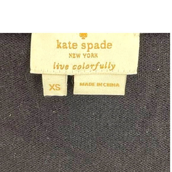 KATE SPADE BLACK WOOL BLEND EMBELLISHED GEMSTONE CARDIGAN - Picture 7 of 7